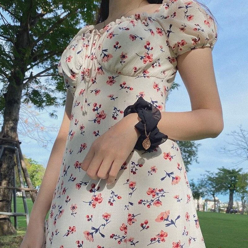 Floral White Mini Dress Cozy Long Sleeve Mini Dress
