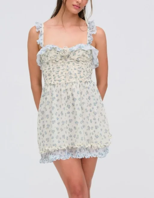 For Love & Lemons Chateau Mini Dress Classic White Mini Dress