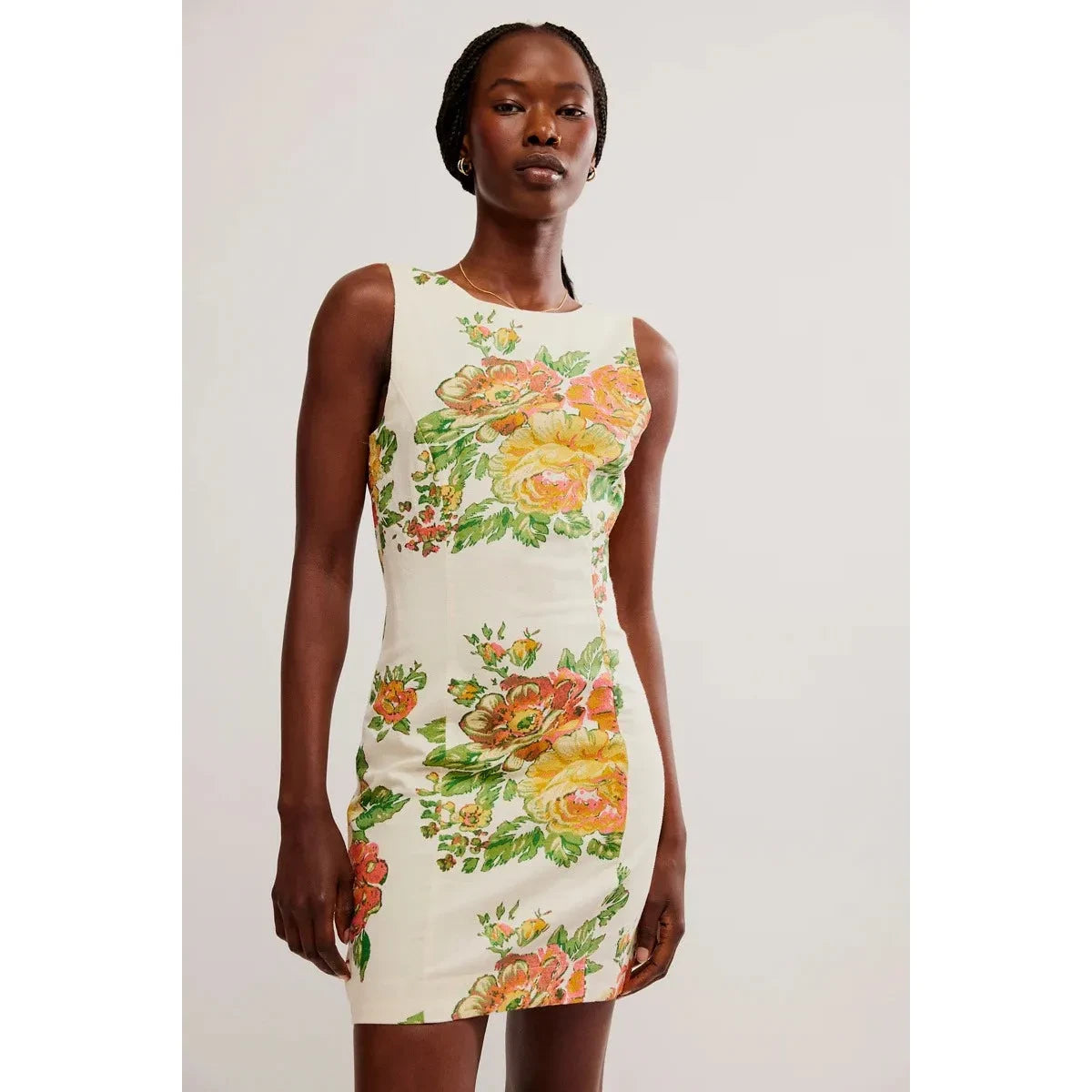 Free People Mayberry Mini Dress in Ivory Combo Trendy Denim Mini Dress