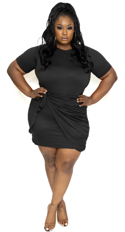 Gift Wrap Black Mini Dress Trendy Cut-Out Mini Dress