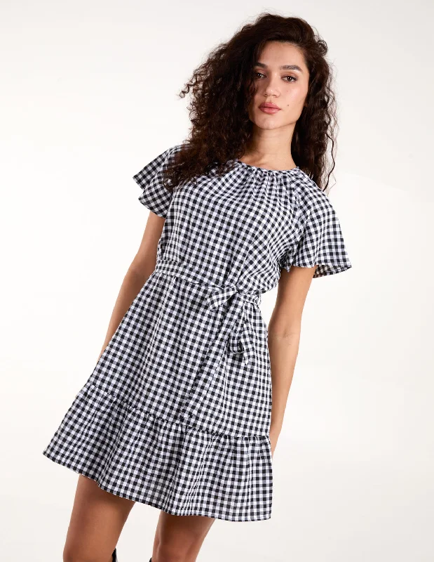 Gingham Mini Dress Elegant Velvet Mini Dress