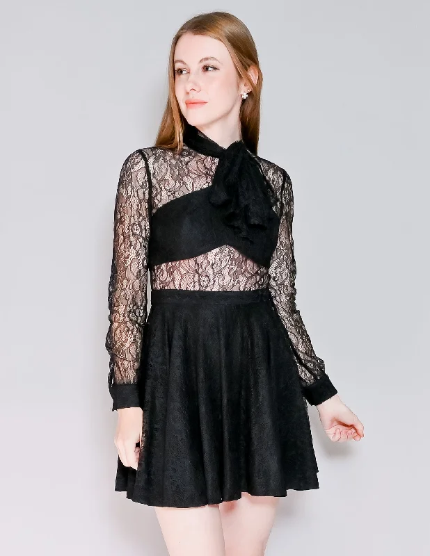 JAY GODFREY Zandari Black Lace Silk Mini Dress (4) Classic Shift Mini Dress