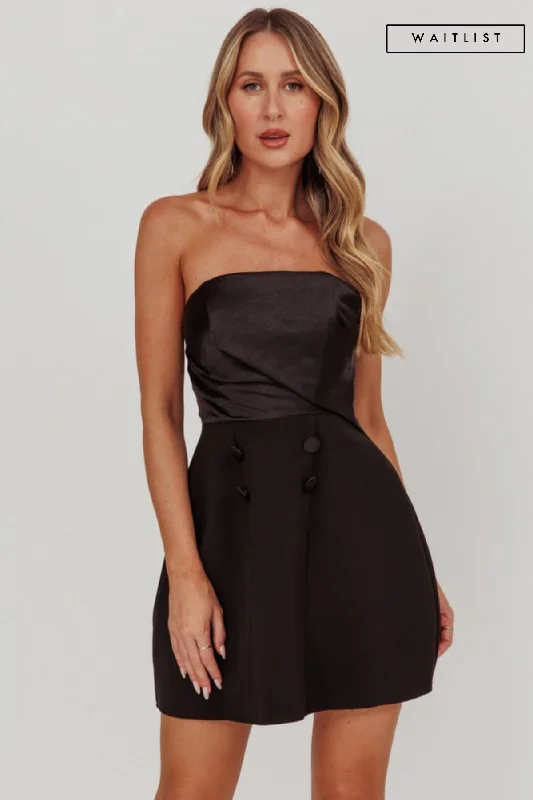 Waitlist 12/15 ♥ Joanna Sleeveless Front Button Mini Dress Black Chic Halter Mini Dress Waitlist 12/15 ♥ Joanna Sleeveless Front Button Mini Dress Black Chic Halter Mini Dress