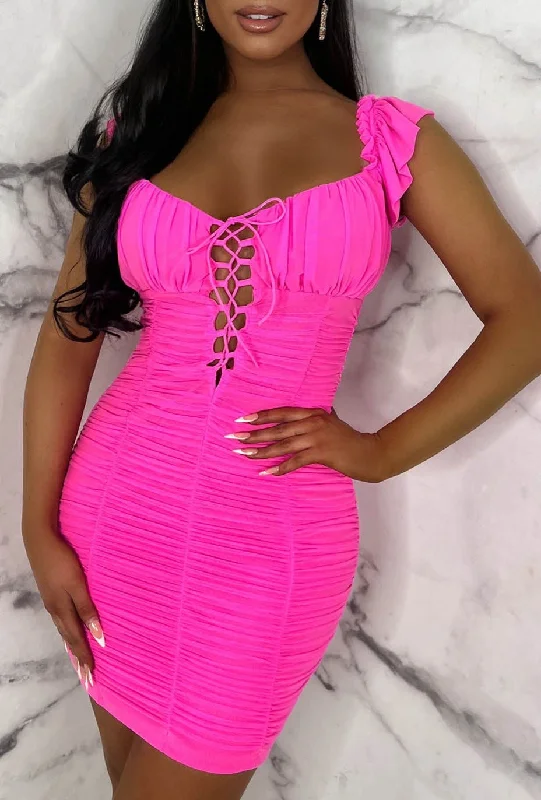 Juicy Hot Pink Stretch Ruched Lace Up Mesh Mini Dress Limited Edition Stylish Ribbed Mini Dress Juicy Hot Pink Stretch Ruched Lace Up Mesh Mini Dress Limited Edition Stylish Ribbed Mini Dress