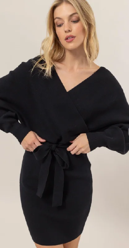 Kellie Surplice Mini Dress Elegant Off-Shoulder Dress Mini