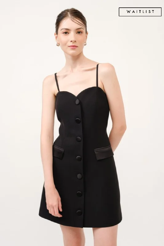 Waitlist 12/21 ♥ Kinsley Sleeveless Button Down Mini Dress Black Stylish Ribbed Mini Dress