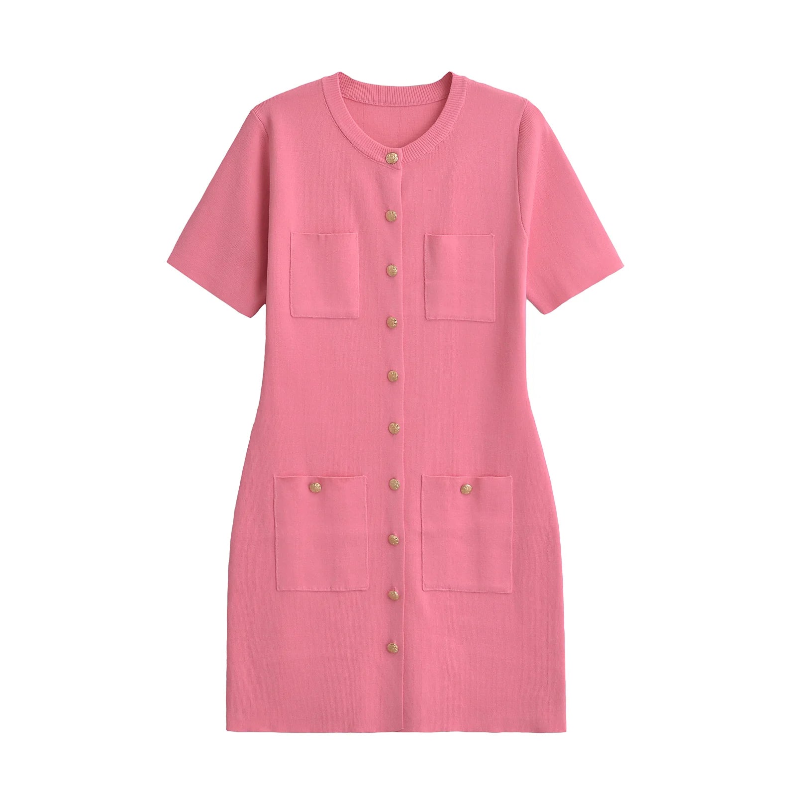 Knitted Pocket Mini Dress Trendy A-Line Mini Dress