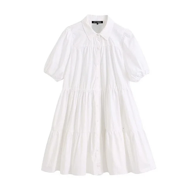 women 2020 Sweet Fashion Ruffled White Mini Dress Vintage Lapel Collar Puff Sleeve Female Dresses Chic Vestidos Mujer Trendy Crossover Mini Dress women 2020 Sweet Fashion Ruffled White Mini Dress Vintage Lapel Collar Puff Sleeve Female Dresses Chic Vestidos Mujer Trendy Crossover Mini Dress