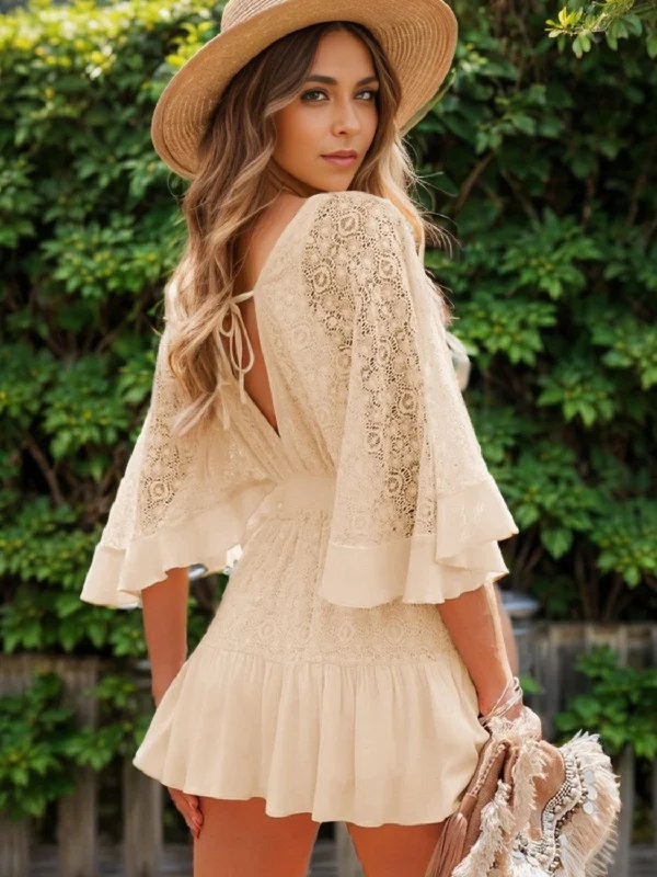 Lace Cutout Mini Dress Chic Mini Dress with V-Neck
