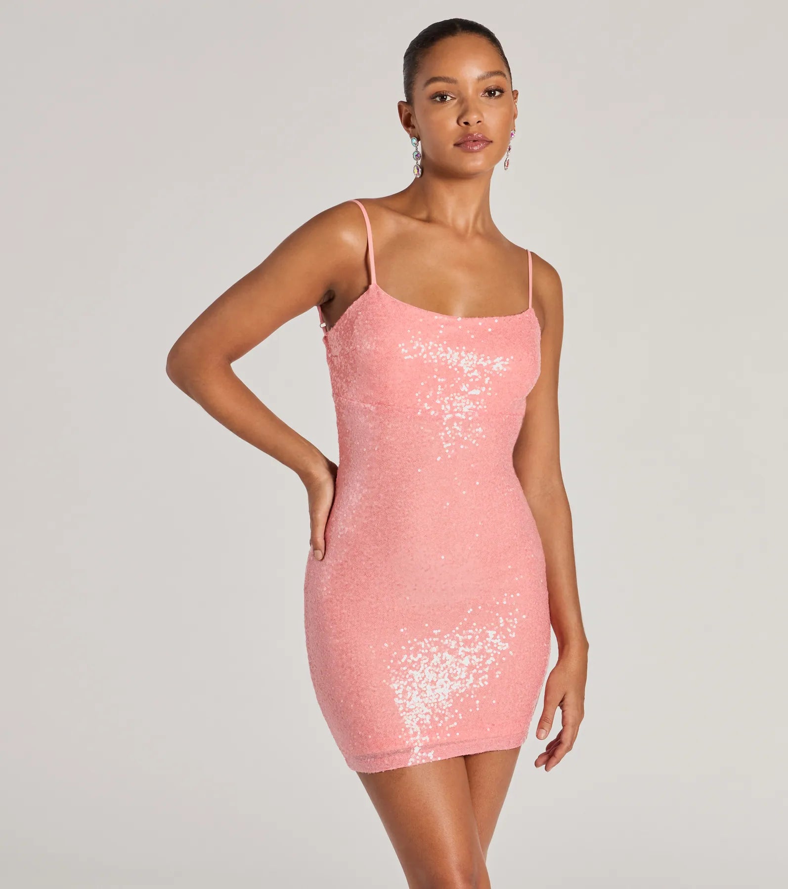 Maddie Strappy Back Bodycon Sequin Mini Dress Chic Tropical Mini Dress