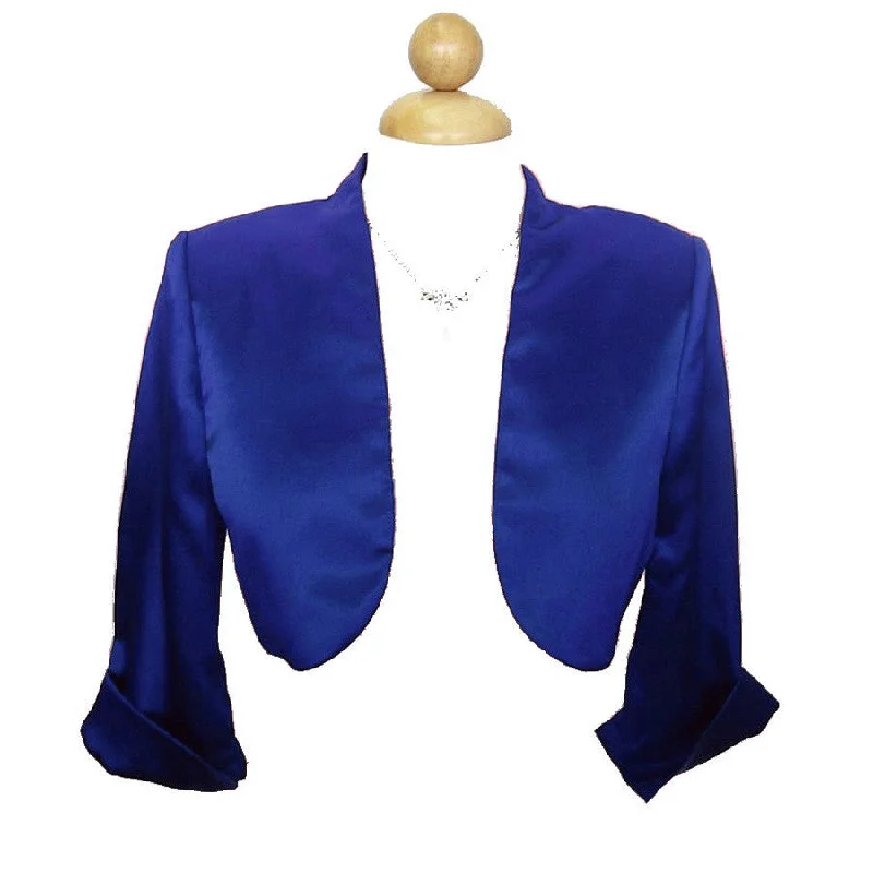 Mid Length Sleeve Royal Blue Satin Bolero Jacket Shrug Appliqued Jacket Beaded Jacket Sequined Jacket Mid Length Sleeve Royal Blue Satin Bolero Jacket Shrug Appliqued Jacket Beaded Jacket Sequined Jacket