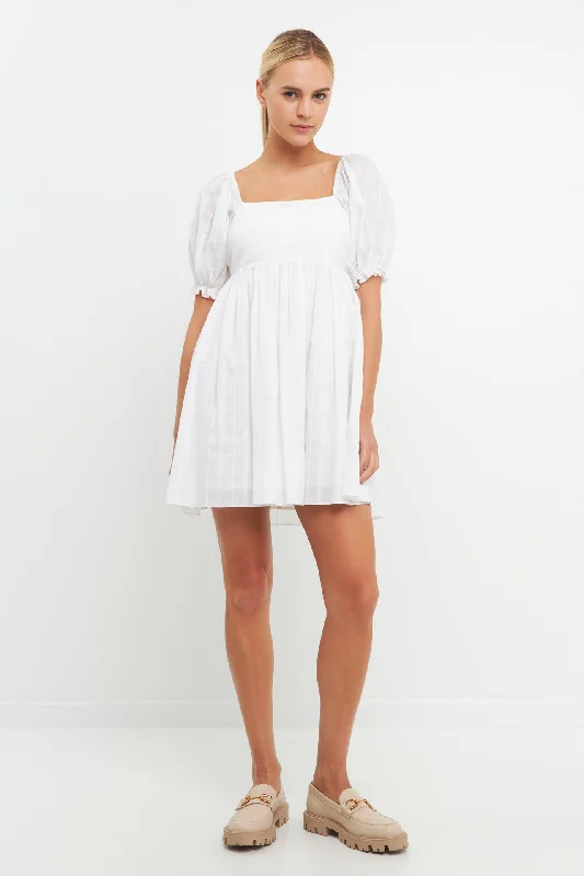 English Factory - Mix Media Square Neck Mini Dress Classic Floral Mini Dress