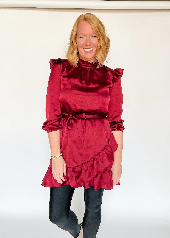 One and Only Mini Dress - Burgundy Trendy Cut-Out Mini Dress