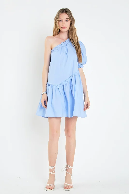 English Factory - One Shoulder Mini Dress Chic Mini Dress with V-Neck
