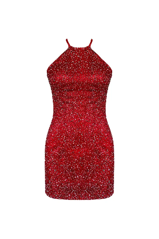 PARADISO MINI DRESS IN RED Cozy Knit Mini Dress