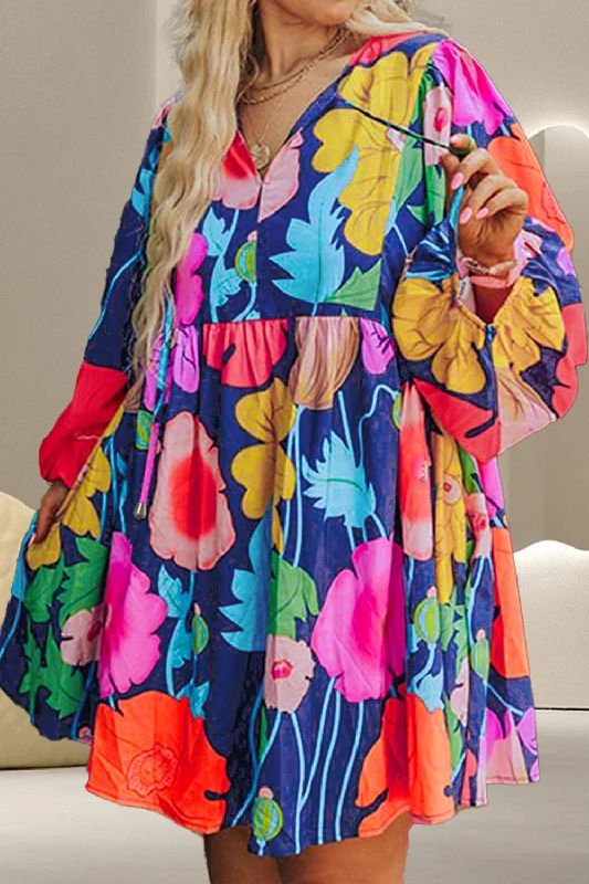 Plus Size Mini Dress Casual Button-Up Mini Dress