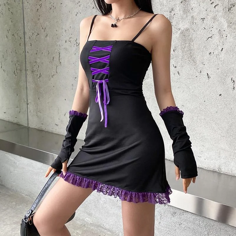 Purple Lace Mini Dress Comfortable Shift Mini Dress
