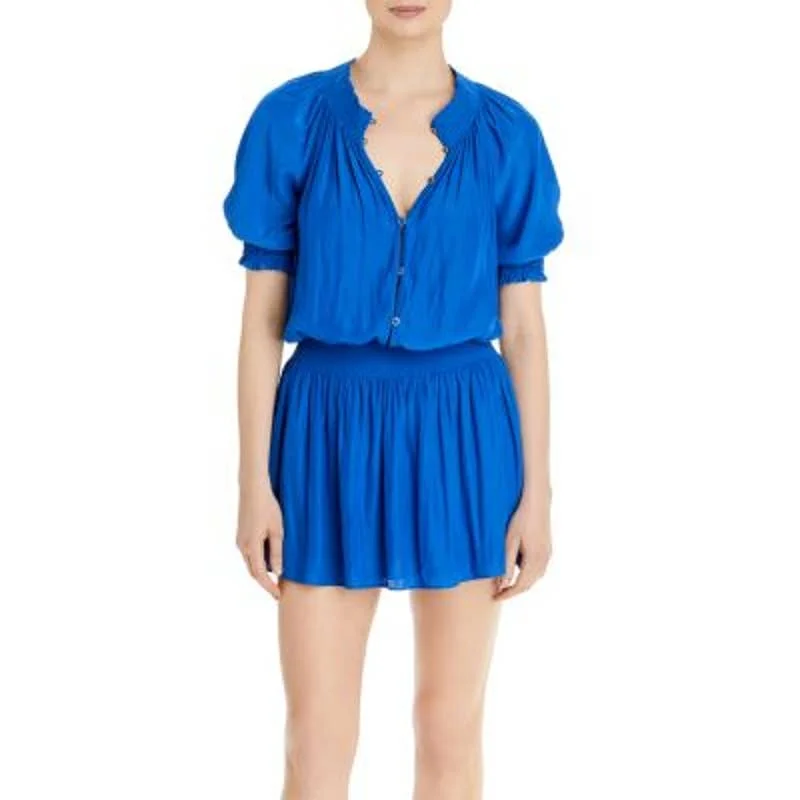 Ramy Brook Ladies Royal Blue "Pierre" Smocked Waist Mini Dress Cozy Knitted Mini Dress Ramy Brook Ladies Royal Blue "Pierre" Smocked Waist Mini Dress Cozy Knitted Mini Dress