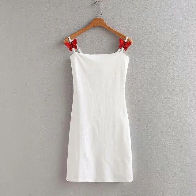 White with Red Butterfly