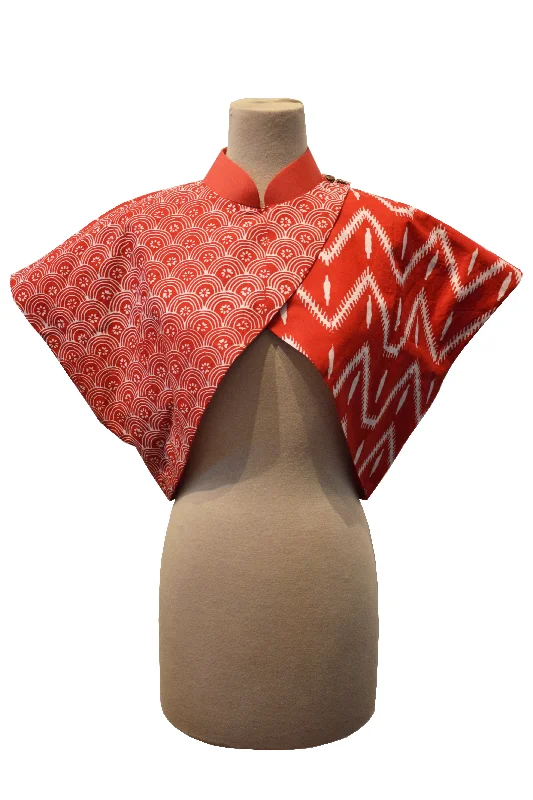 RED SWIRL MOTIVE AND RED DIAMOND BATIK WITH REVERSIBLE RED COTTON - REVERSIBLE BOLERO JACKET - MULTI Herringbone Jacket Houndstooth Jacket Plaid Jacket RED SWIRL MOTIVE AND RED DIAMOND BATIK WITH REVERSIBLE RED COTTON - REVERSIBLE BOLERO JACKET - MULTI Herringbone Jacket Houndstooth Jacket Plaid Jacket