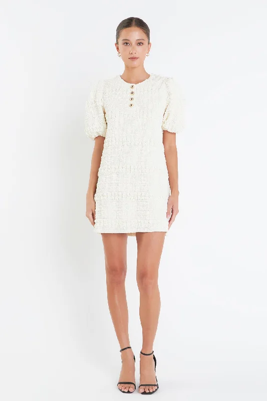 Smocked Mini Dress Trendy Cut-Out Mini Dress