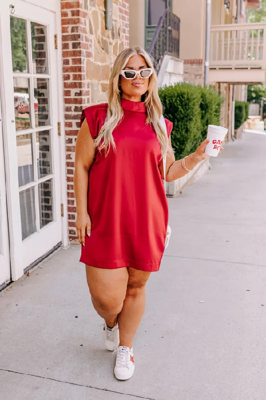Sweet Charisma Satin Mini Dress in Crimson Curves Trendy Lace Mini Dress