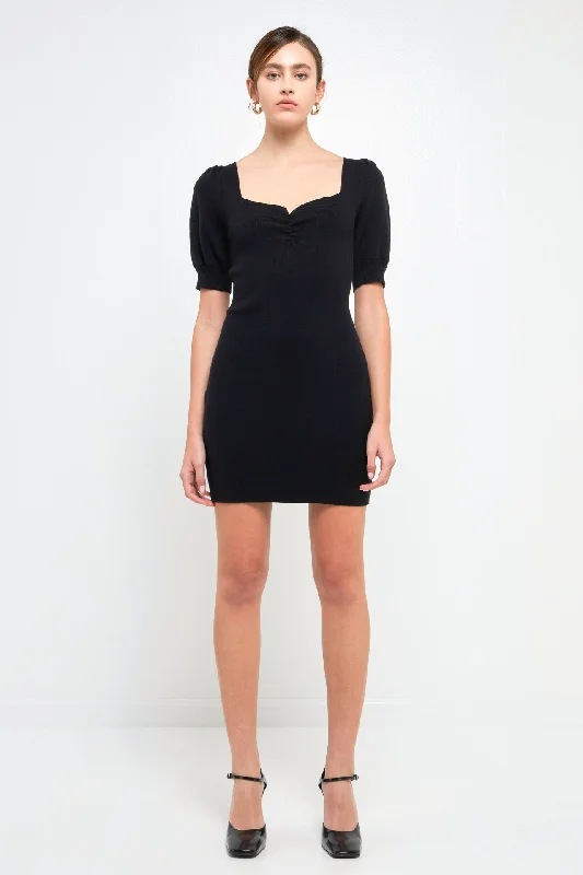 Endless Rose - Sweetheart Knit Mini dress Cozy Long Sleeve Mini Dress