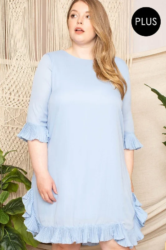 Pleated Ruffle Detailed Mini Dress Stylish Short-Sleeve Mini Dress