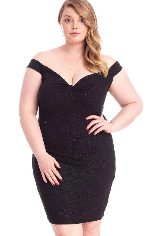 Glittered Off Shoulder Mini Dress Trendy A-Line Mini Dress