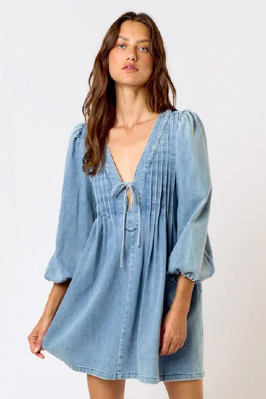 The Mika Denim Mini Dress Casual Button-Up Mini Dress