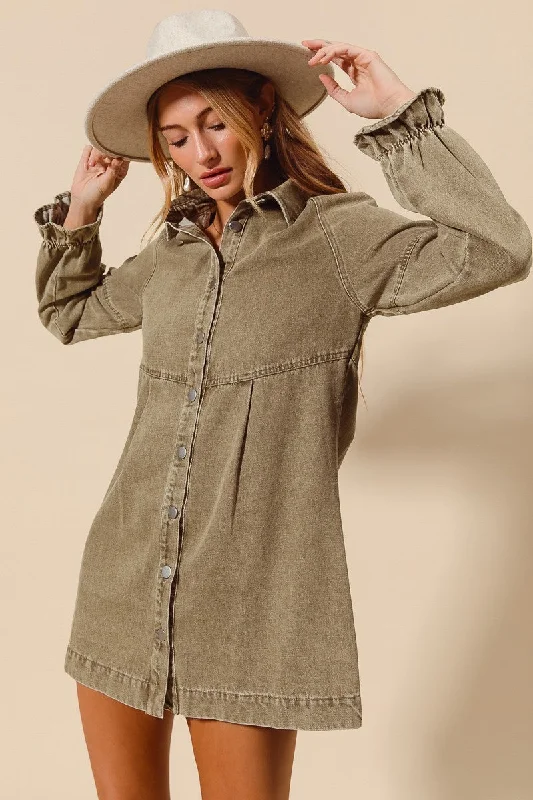 The Elaysa Button Down Mini Dress Chic Bohemian Mini Dress