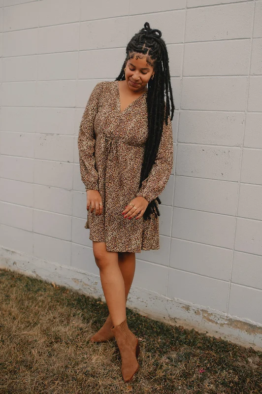 The Joella Long Sleeve Mini Dress - Iced Coffee - PLUS Trendy Tulle Mini Dress