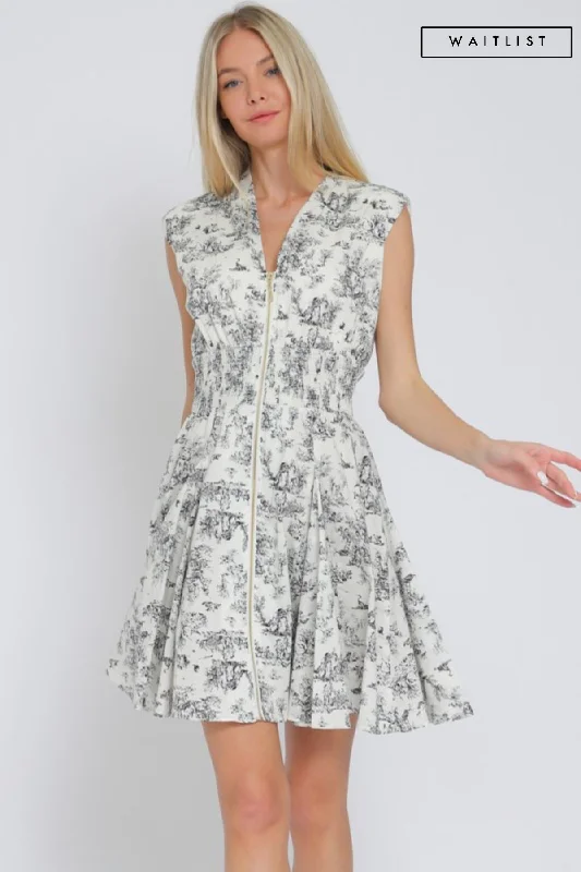 Waitlist 2/5 ♥ Vickie Shoulder Pad Sleeve Abstract Print Zip Up Mini Dress White Chic Puff Sleeve Mini Dress Waitlist 2/5 ♥ Vickie Shoulder Pad Sleeve Abstract Print Zip Up Mini Dress White Chic Puff Sleeve Mini Dress