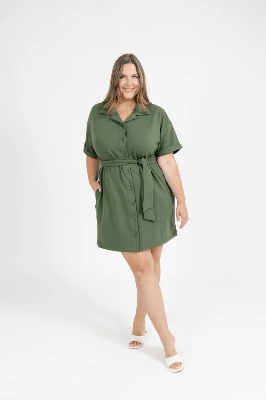 Vivian Mini Dress in Moss Green Elegant Off-Shoulder Dress Mini