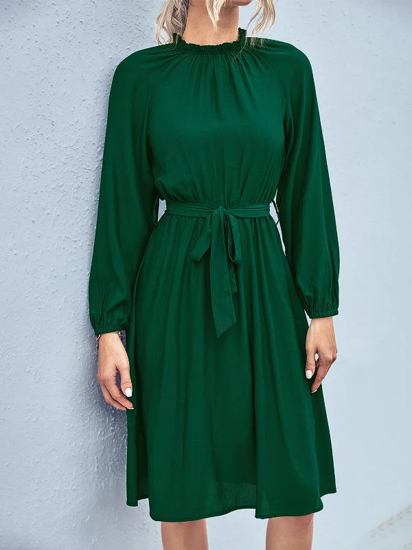 Women's Dresses Classic Solid Lace Up Long Sleeve Mini Dress Cozy Sweater Mini Dress Women's Dresses Classic Solid Lace Up Long Sleeve Mini Dress Cozy Sweater Mini Dress