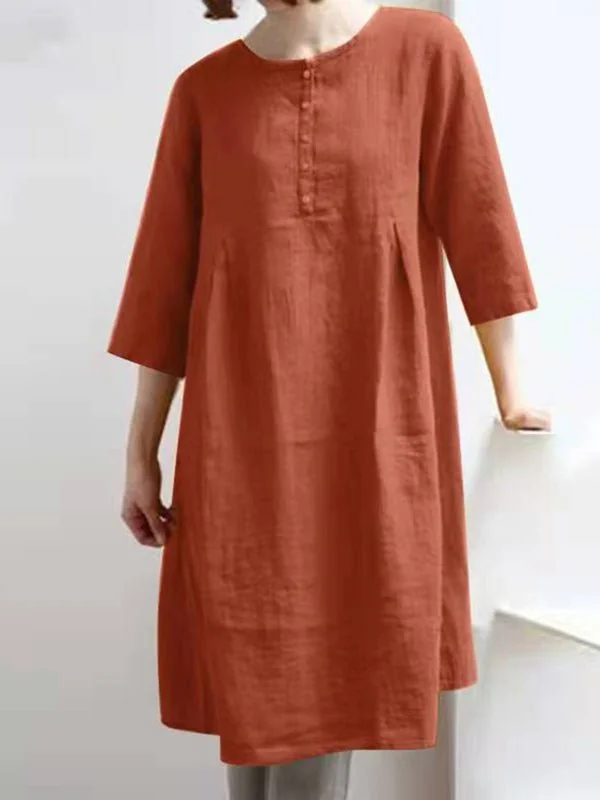 Women's Dresses Retro Cotton Linen Solid Pleated Half Sleeve Mini Dress Trendy Off-Shoulder Dress Mini Women's Dresses Retro Cotton Linen Solid Pleated Half Sleeve Mini Dress Trendy Off-Shoulder Dress Mini