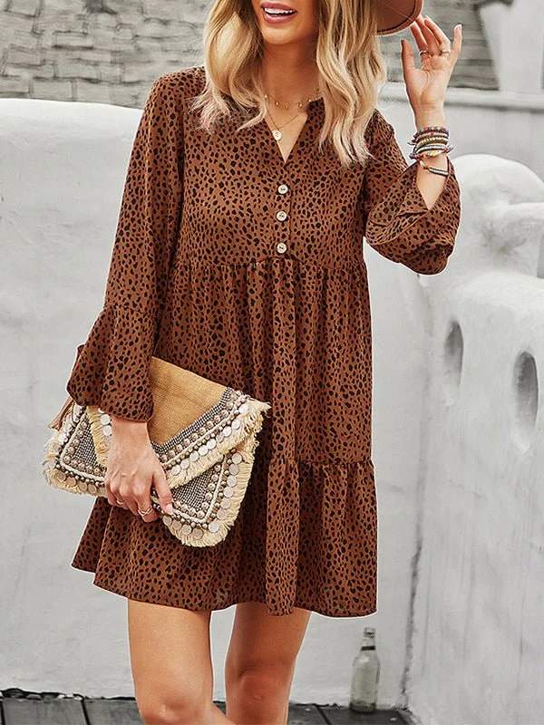 Women's Dresses Temperament Commuter Leopard Sexy Mini Dress Fashionable Mini Dress with Pockets Women's Dresses Temperament Commuter Leopard Sexy Mini Dress Fashionable Mini Dress with Pockets