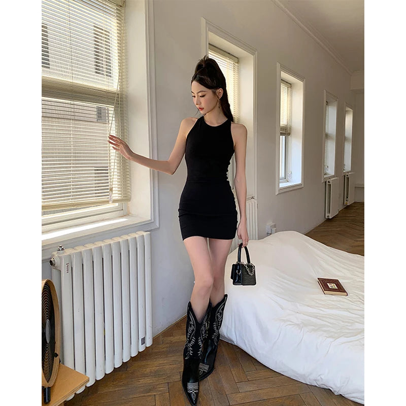 Y2K Black Mini Dress Classic Solid Mini Dress