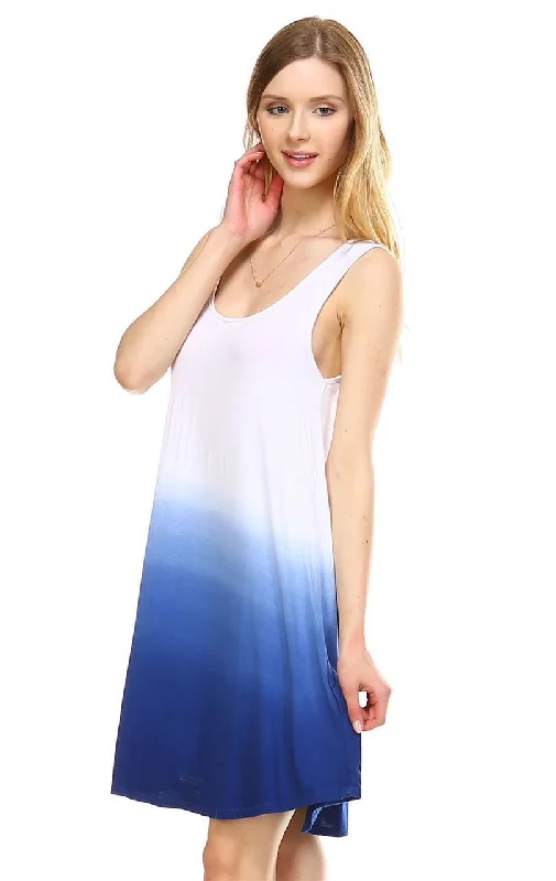 Dip Tie Dye Dress Tank Sleeveless Mini Dresses Seafoam Indigo White Comfortable Fit-and-Flare Mini Dress Dip Tie Dye Dress Tank Sleeveless Mini Dresses Seafoam Indigo White Comfortable Fit-and-Flare Mini Dress