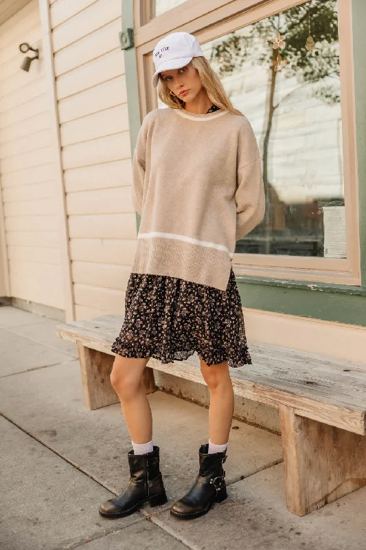 Ashley Knit Sweater in Taupe Oversized Loose Flowy