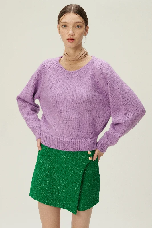 Blair Crew Neck Sweater Satin Blend Silk Blend Wool Blend