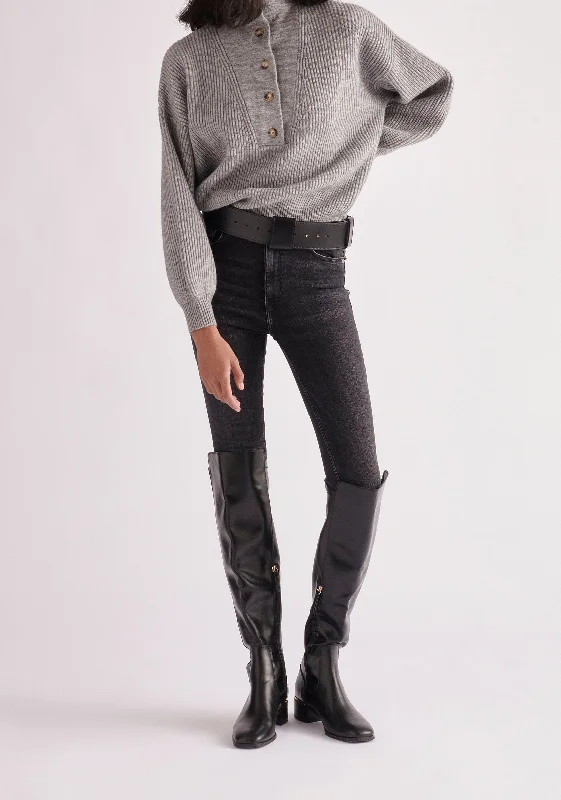 Button Neck Jumper Velvet Chenille Corduroy