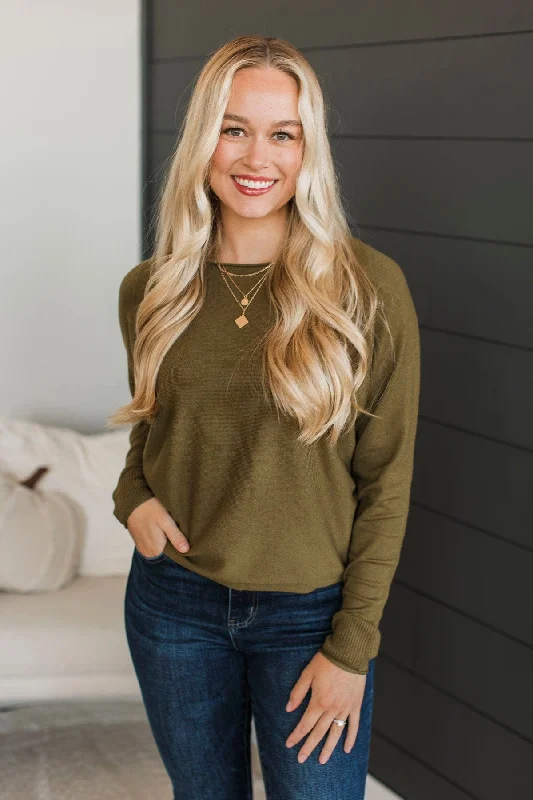 Caught Your Interest Dolman Sweater- Moss Stretchy Elastic Breathable