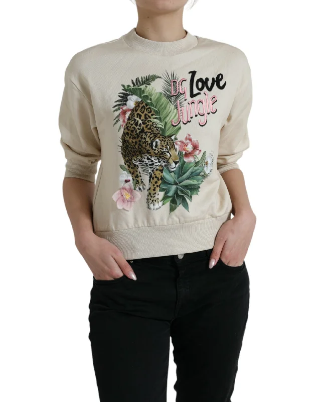 Dolce & Gabbana Elegant Jungle Print Crewneck Sweater Faux Fur Fabric Real Fur Fabric Shearling Fabric Dolce & Gabbana Elegant Jungle Print Crewneck Sweater Faux Fur Fabric Real Fur Fabric Shearling Fabric