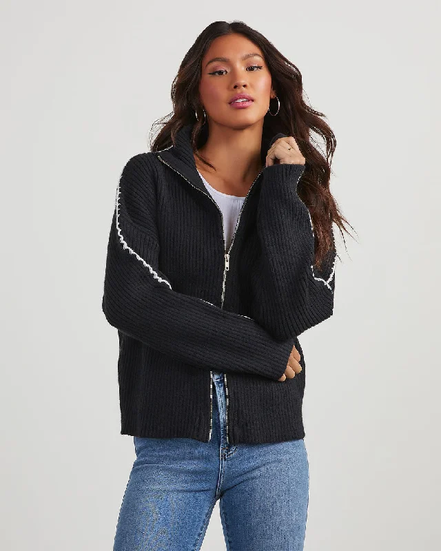 Harris Zip Up Mock Neck Sweater Neon Metallic Matte