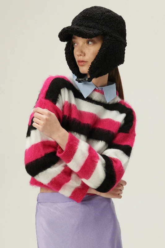 Ivanna Fuzzy Striped Sweater Nylon Fabric Polyester Fabric Spandex Fabric