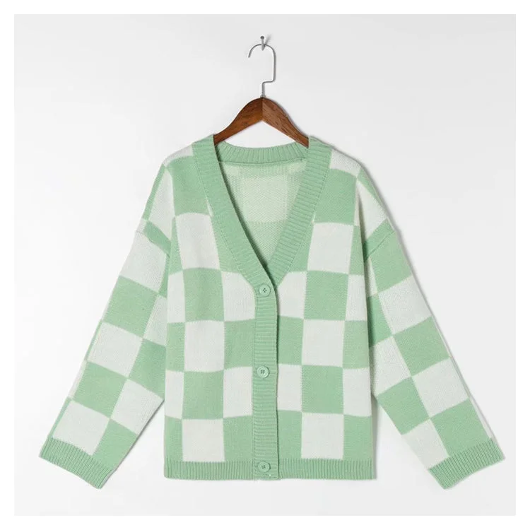 Lazy wind chessboard with sweater autumn  7403 Embroidered Appliqued Beaded