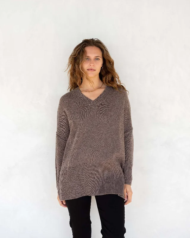 Montauk V-neck Sweater Glossy Satin Silk