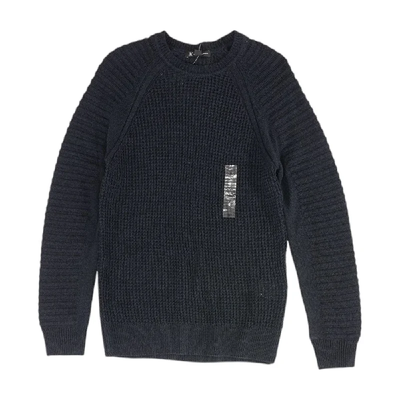 Navy Solid Pullover Sweater Herringbone Houndstooth Plaid