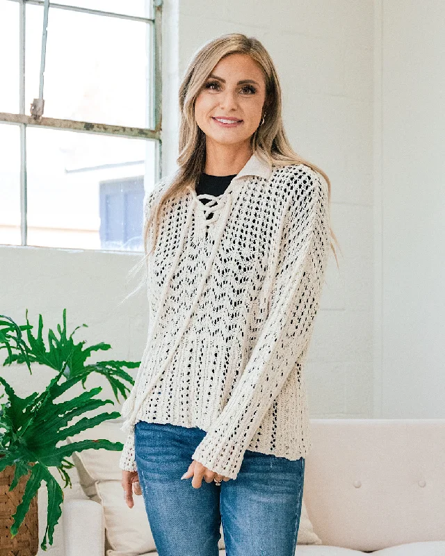 Kate Ivory Open Knit Sweater FINAL SALE Lace Blend Ribbed Blend Corduroy Blend